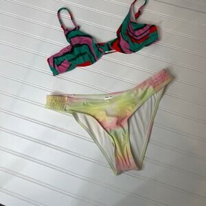 ASOS Swirl Print-Multi Bikini Top Size 36D Topshop Yellow Tie Dye Bikini Size 8